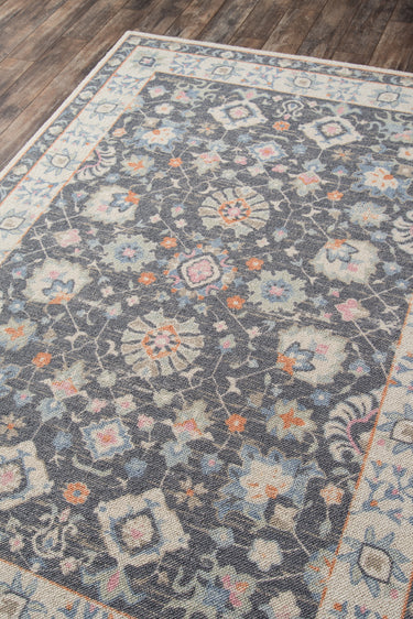 Black Oriental area rug 3'3" X 5 - close-up of pattern and texture