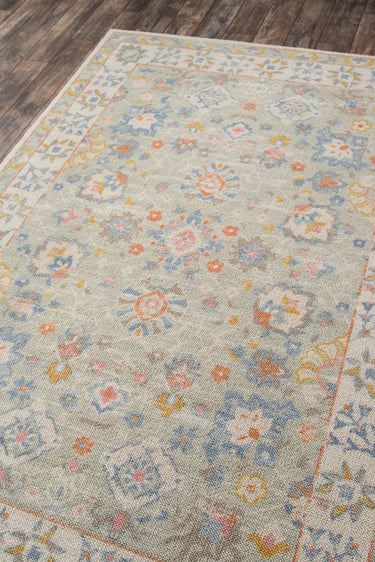 Blue Wool area rug 50 7'9 - close-up of pattern and texture