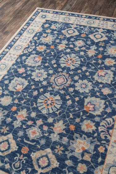 Navy Wool area rug 5'3" X 7 - close-up of pattern and texture