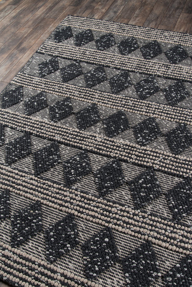 Black Stripe area rug 8'9" X 11 - close-up of pattern and texture