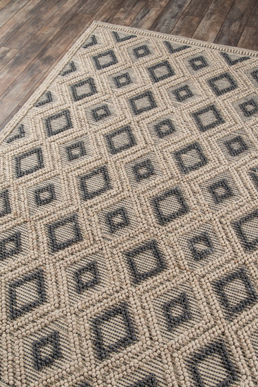 Beige Wool area rug 2' X 3' - close-up of pattern and texture