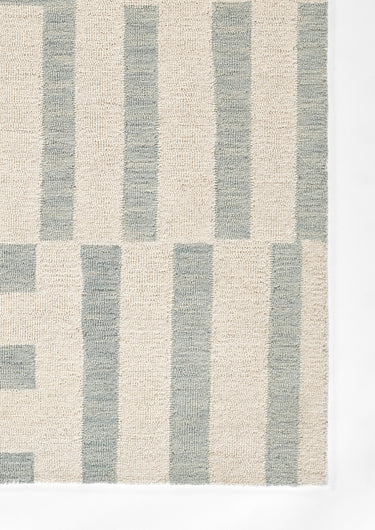 Blue Geometric area rug 3'6" X 5 - close-up of pattern and texture