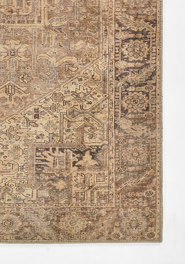 Brown Medallion area rug 2'3" X 7 - close-up of pattern and texture