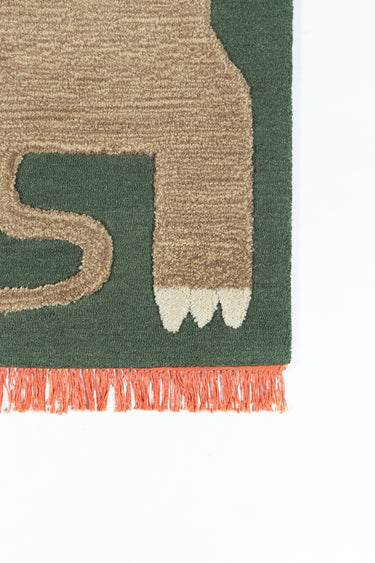 Green area rug 5' X 7' - close-up of pattern and texture