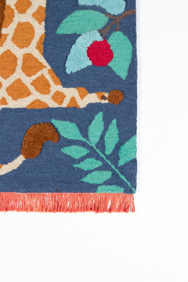 Navy area rug 4' X 6' - close-up of pattern and texture