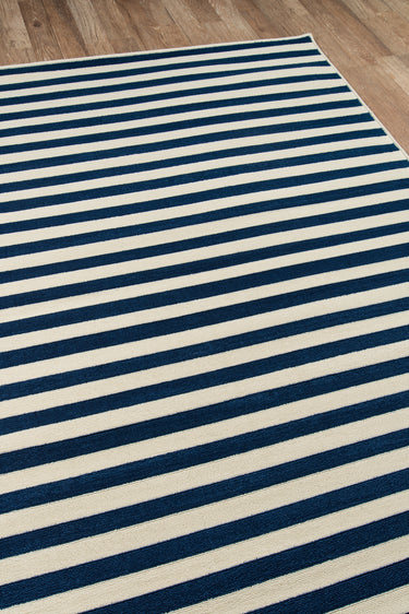 Navy Polypropylene area rug 6'7" X 9 - close-up of pattern and texture