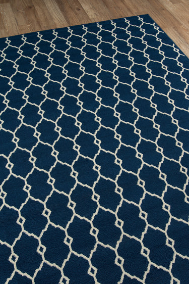 Navy area rug 5'3" X 7 - close-up of pattern and texture