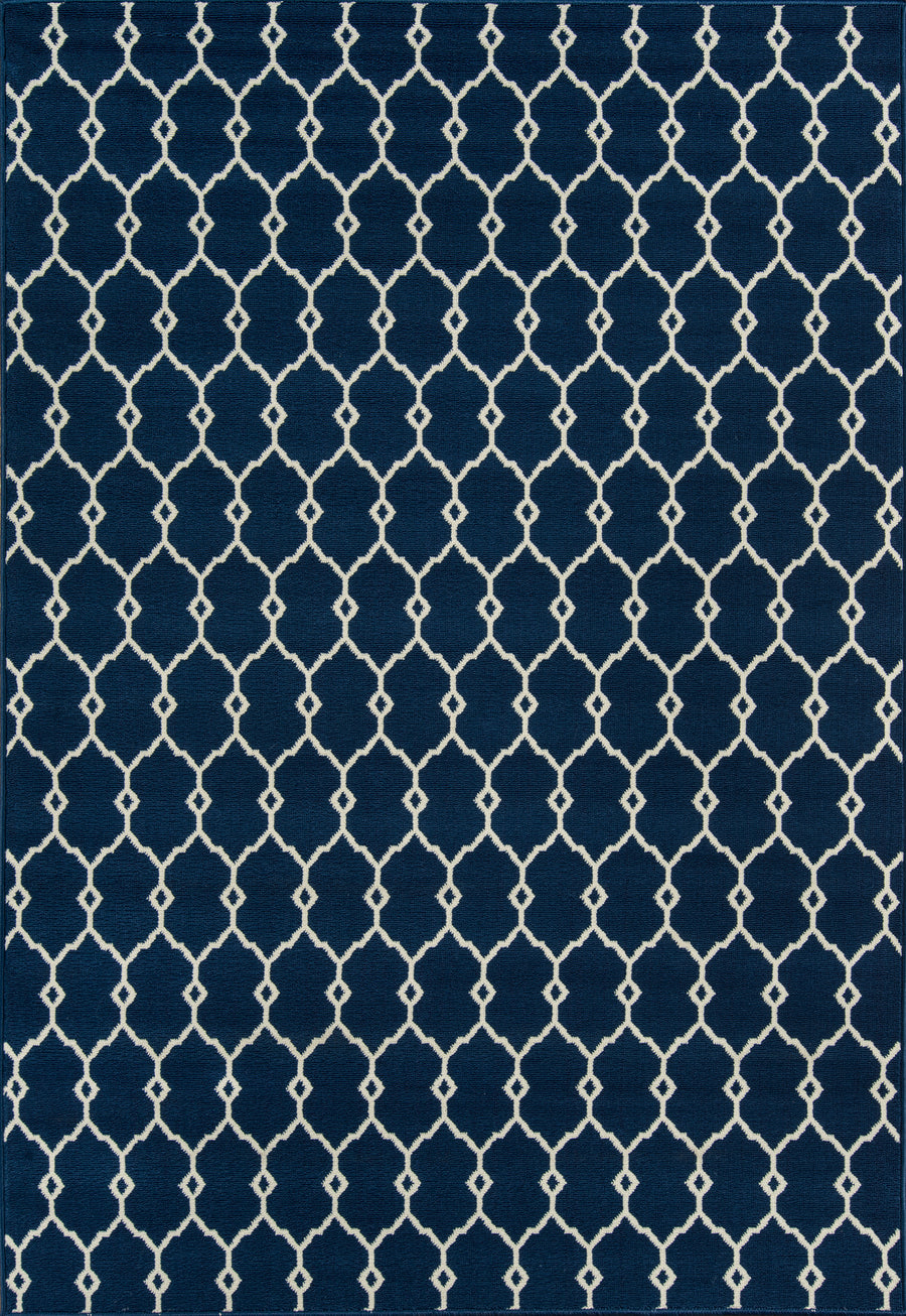 Baja BAJ-2 Trellis Navy Area Rug by Momeni - 3'11" X 5'7"