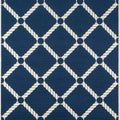 Navy area rug 2'3" X 4 - styled in a living room