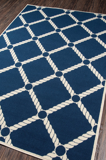 Navy area rug 2'3" X 4 - close-up of pattern and texture