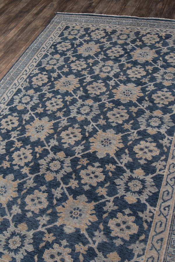 Hand Knotted Wool Blue Distressed Area Rug – 7'6
