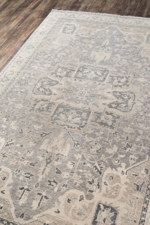 Hand Knotted Wool Grey Oriental Area Rug – 7'6