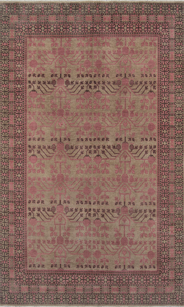 Pink Hand Knotted Area Rug, Banaras BNR-5 7'6" X 9'6"