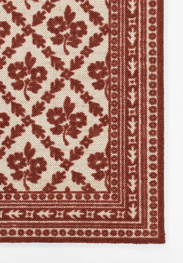 Red area rug 2'3" X 7 - close-up of pattern and texture