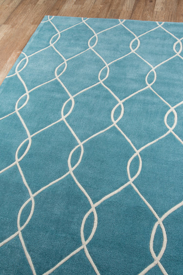 Blue Geometric area rug 3'6" X 5 - close-up of pattern and texture