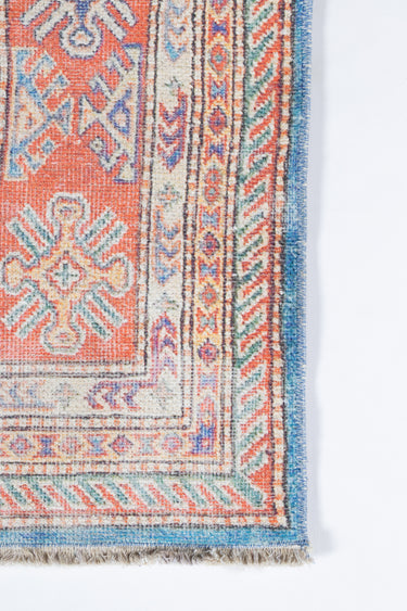 Blue Polyester area rug 2'3" X 7 - close-up of pattern and texture