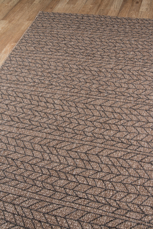 Machine Made Polypropylene Brown Contemporary Area Rug – 9'10