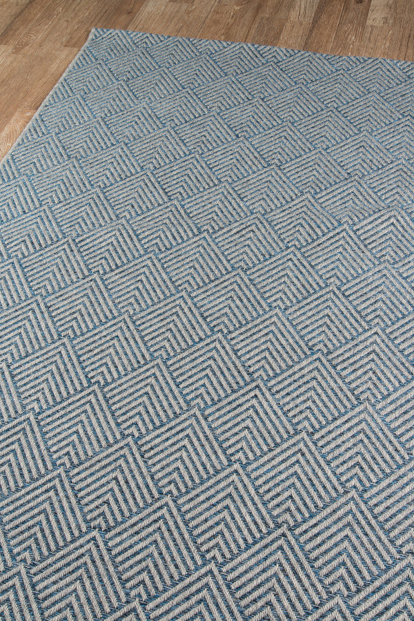 Machine Made Polypropylene Blue Contemporary Area Rug – 7'10