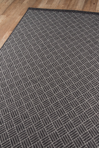Black Polypropylene area rug 2' X 6' - close-up of pattern and texture
