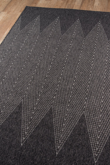 Black area rug 3'11" X 5 - close-up of pattern and texture
