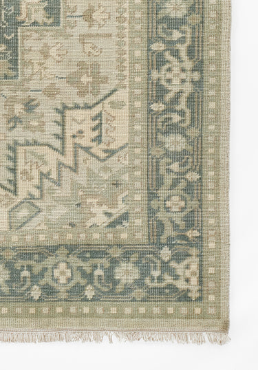 Green Medallion area rug 2' X 3' - close-up of pattern and texture
