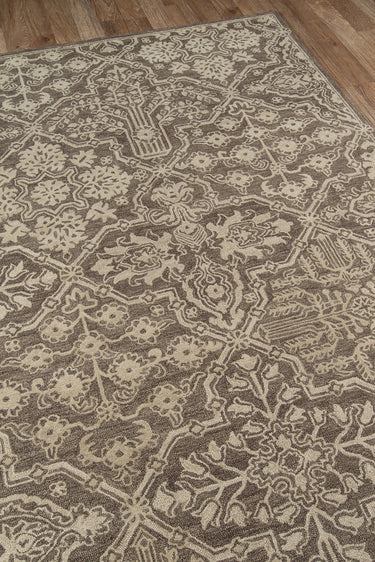 Brown Wool area rug 5' X 8' - close-up of pattern and texture