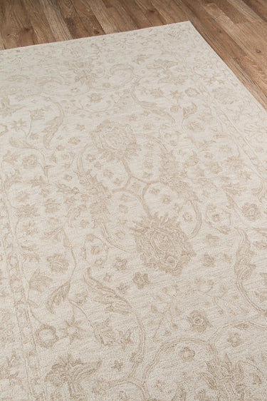 Beige Wool area rug 9'6" X 13 - close-up of pattern and texture