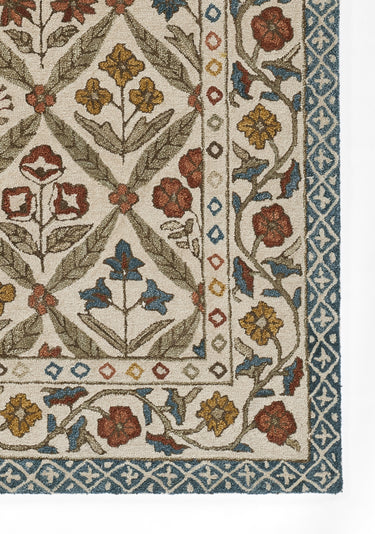 Blue Floral area rug 5' X 7' - close-up of pattern and texture