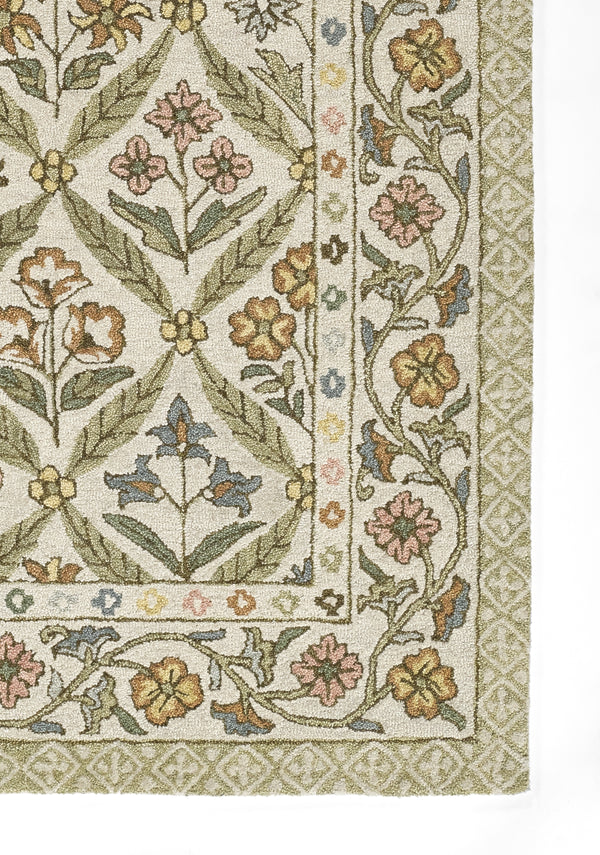 Hand Tufted Wool Green Traditional Area Rug – 3'6