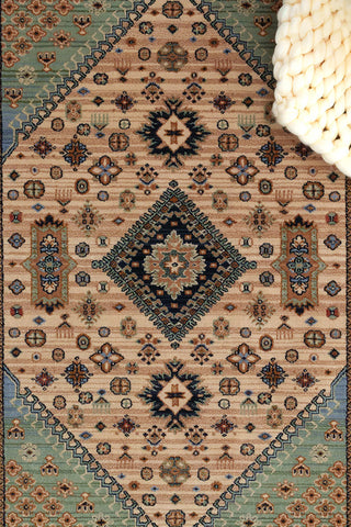 Lineage-Heriz Bone Teal Area Rug