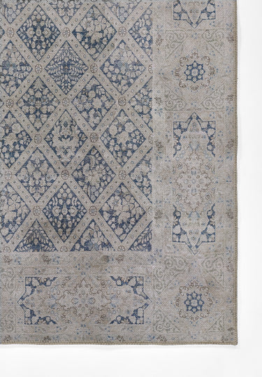 Blue area rug 2'3" X 7 - close-up of pattern and texture