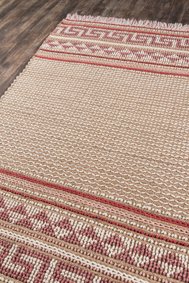 Brown Wool area rug 3'9" X 5 - close-up of pattern and texture