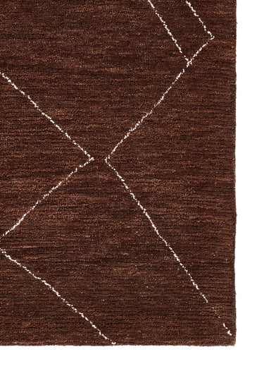 Brown Geometric area rug 2' X 4' - close-up of pattern and texture
