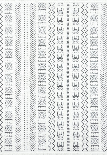 Novogratz Ferris FRR-2 Ivory Machine - Made Runner Rug, 2'3" X 7'6" Runner