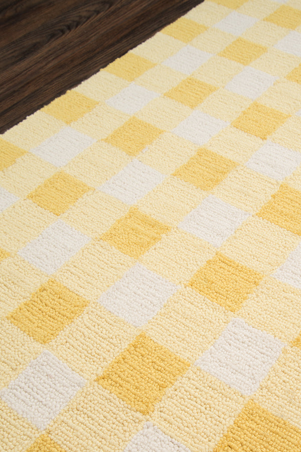 Geometric Yellow Runner Rug, Geo India 2'3