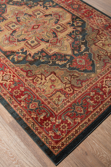 Navy area rug 2'3" X 7 - close-up of pattern and texture