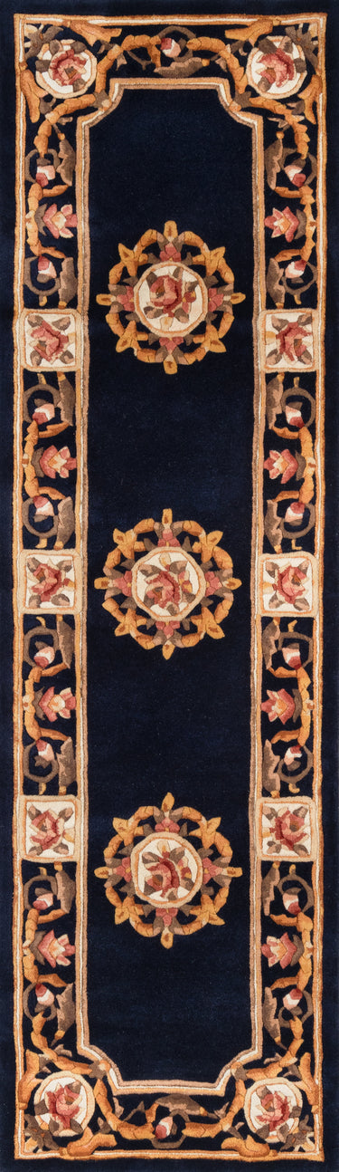 Blue Transitional area rug 4' X 4' - close-up of pattern and texture