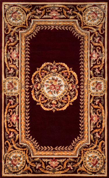 Burgundy Hand - Tufted Area Rug, Harmony India HAI12 6' X 6' Octagon