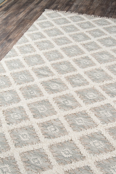 Grey Geometric area rug 2' X 3' - close-up of pattern and texture