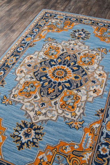Blue area rug 6' X 9' - close-up of pattern and texture
