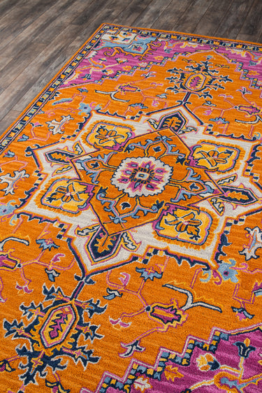 Orange area rug 2 2' X 3 - close-up of pattern and texture