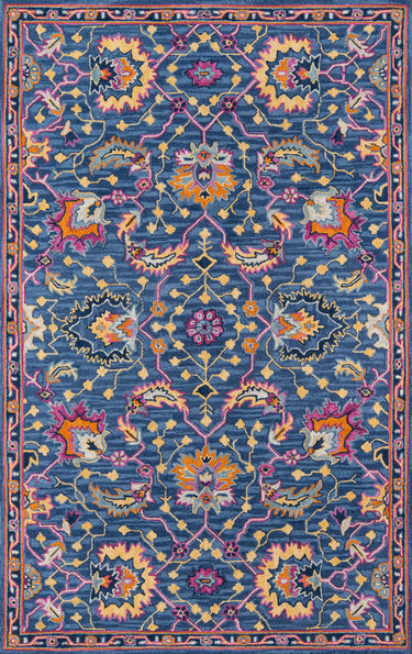 Momeni Ibiza 100% Wool Blue Area Rug, 5' X 8'