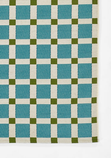 Blue Polypropylene area rug 2' X 3' - close-up of pattern and texture