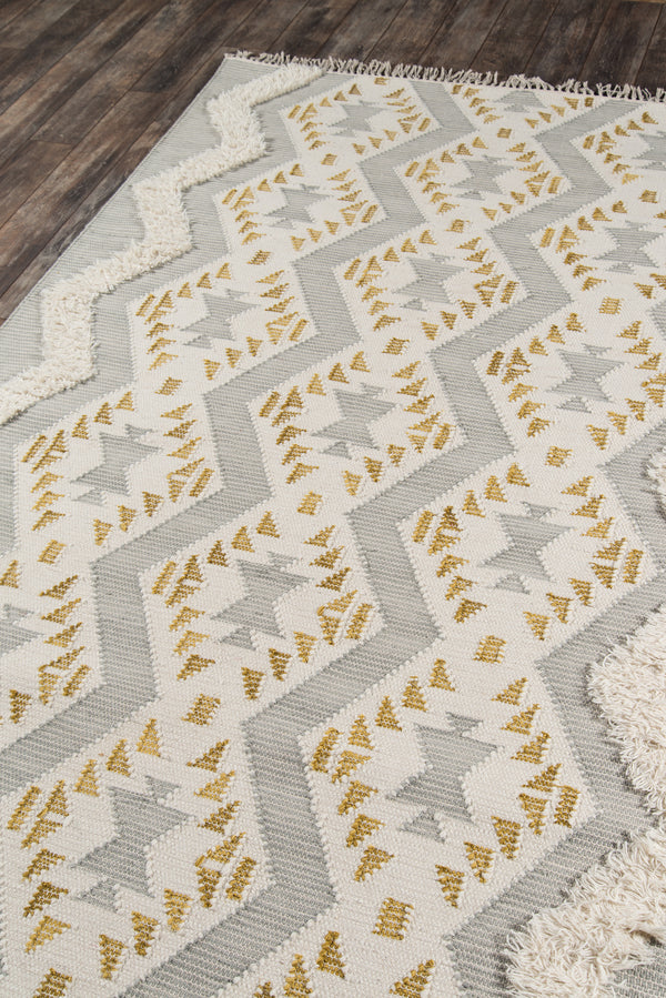 Indio Rectangle Area Rug - Grey Wool, 5' X 7' lifestyle
