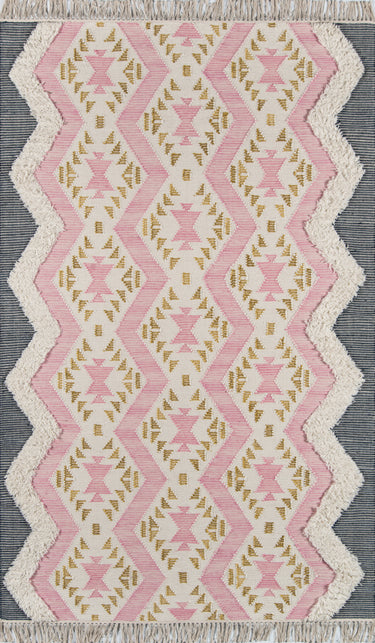 Novogratz Indio 100% Wool Pink Area Rug, 7'6" X 9'6"