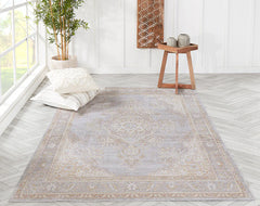 Durable ISA Collection area rug with traditional medallion pattern