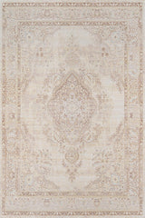 Durable polyester area rug with medallion motif, Isabella ISA-01