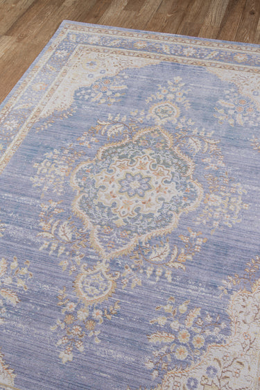Purple Oriental area rug 5'3" X 7 - close-up of pattern and texture