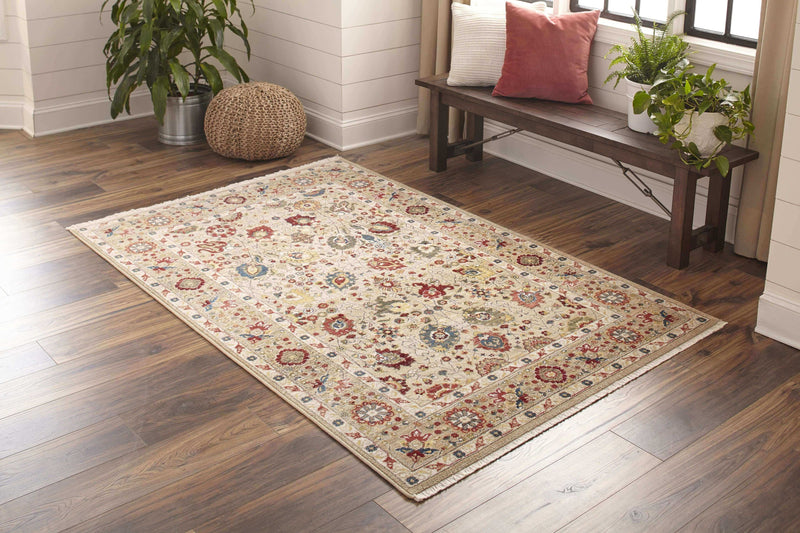 Ivory Traditional Area Rug 