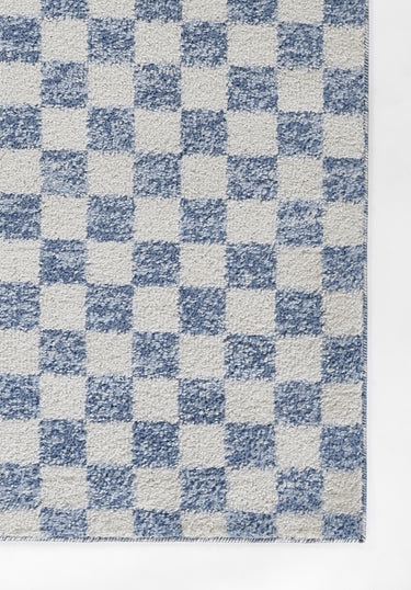 Blue area rug 7'10" X 10 - close-up of pattern and texture